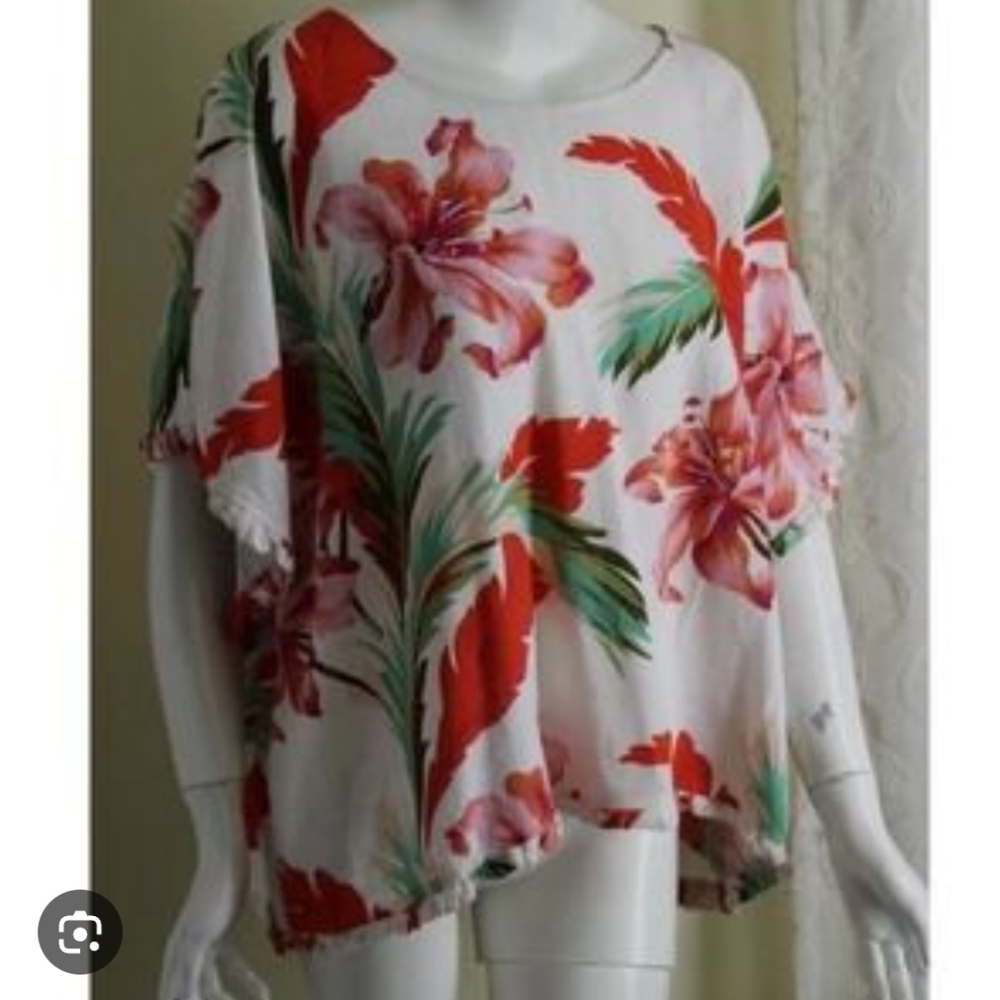 For Cynthia Red and Green Floral Blouse